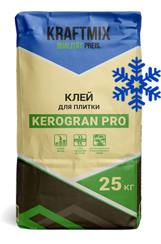 Плиточный клей для плитки и керамогранита для наружных работ зимний Kerogran PRO, 25 кг, Крафтмикс